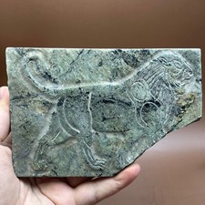 Magnifique tablette ancienne romaine rare image lion pierre