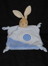 🍀Doudou Plat Lapin Bleu Blanc Escargot KALOO 2012 Peluche 4 Noeuds Vichy TBE
