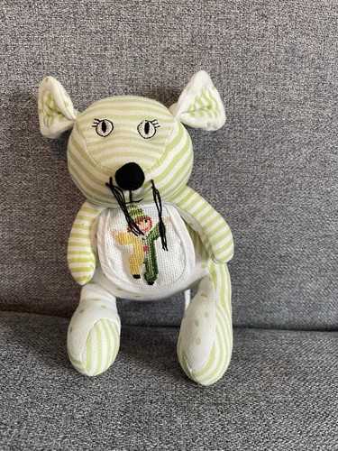 Peluche souris verte rayée