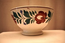 Ancien Spongeware Bol Petrus Regout & Co Maastricht Floral Motif Main Paint " 40