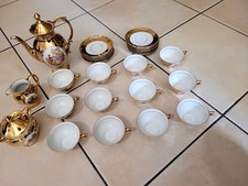 Service café en porcelaine BAVARIA doré scènes galantes FRAGONARD 27 Pièces 