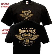 T-shirt -  CUSTOM MOTORCYCLES - Engine Biker Bobber Motard Moto Harley Davidson