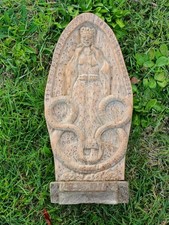 Sculpture Vierge en Bois . Religieux Ancien . Tableau .