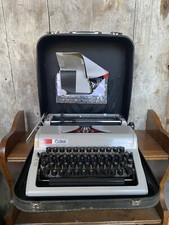 Ancienne Machine A Écrire DARO Erika Modèle 105 Grise + Malle Cuir Vintage #B780