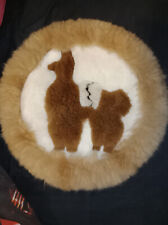 Tapis panneau ethnique décoratif artisanal en peau / laine de lama / alpaca TBE