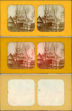 Stéréo, Paris, exposition universelle, pavillon chalet vintage stéréo card tissu