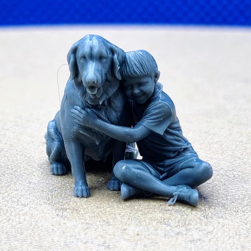 Diorama enfant son chien - enfant,