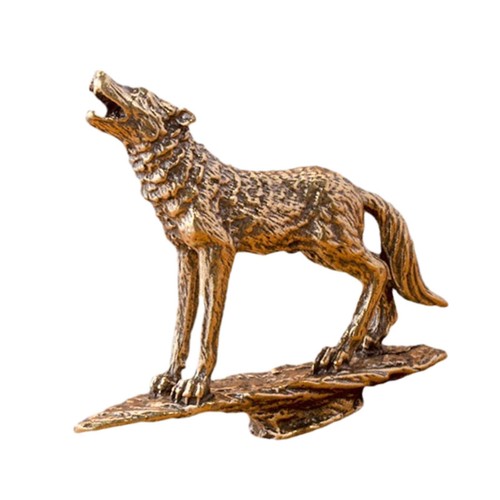 Mini statue loup laiton - en,