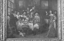 CP PARIS PALAIS DES BEAUX-ARTS TABLEAU REPAS D'ARTISTES PAR COQUES