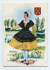 Carte postale Brodée et tissus . POITOU