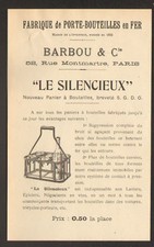 BARBOU & Cie (PARIS II°) ARTICLES DE CAVE , PORTE-BOUTEILLE Tract début 1900