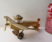 Rare Encrier en Bronze Avion