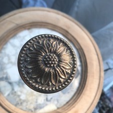 Vintage French Antique Brass Drapery Curtain Holdback Sunflower Embrasse Holder