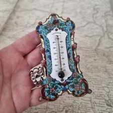 Thermomètre Emaux Cloisonnés XIXè Napoléon III Email Enamel French Victorian 