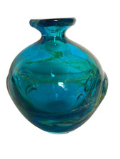 Vase boule  pate de verre  Signé M DINA  Verrerie de Malte Glass Malta verrier
