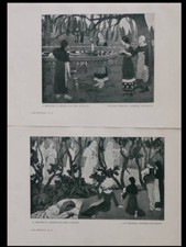 PAUL SERUSIER, PANNEAUX POUR LE CHATEAU DE L'ERMITAGE (ORNE) - 4 PLANCHES 1899