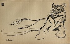 Paul JOUVE Gravure Sur Bois Woodcut Animalière Art Deco Tigre Panthère Tiger