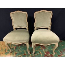 Paire De Antique Fauteuil Chaise Laqué Rembourrés D'Époque Xx Siècle