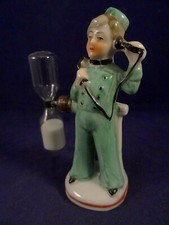 Ancien sablier groom garçon d'étage au téléphone porcelaine rare numéroté 1920
