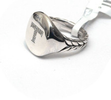 Bague Pave Initiale Lettre T Rose En Diamant Et Argent Taille 3.5