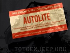 DECALCOMANIE POSE A L EAU .BOBINE ALLUMAGE AUTOLITE  jeep FORD GPW us ww2 willys
