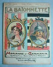 Revue la baionnette n°146 1918 Caricature Marianne & Germania WW1 Lucien METIVET