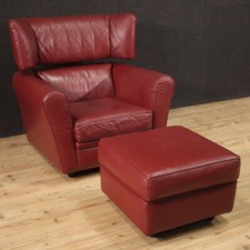 Fauteuil pouf cuir rouge