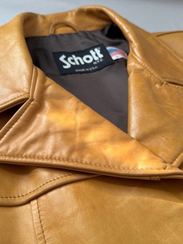 Manteau cuir schott marron - cuir,
