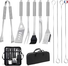 11Pcs Ensemble Ustensiles Barbecue en Acier Inoxydable Professionnel - Kit