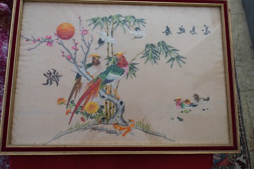 Broderie asiatique encadrée - broderie,