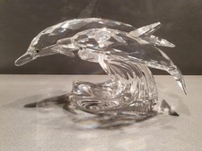 CRISTAL FIGURINE SWAROVSKI DAUPHINS 13 CM
