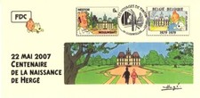 FRANCE 2007 FDC carte TINTIN Kuifje Tim HERGE cachet GUEBWILLER Moulinsart
