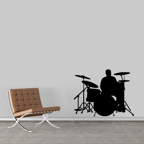Drum set wall decal - decal, -music