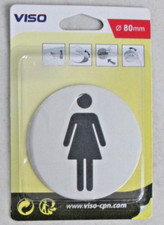 Plaque de signalisation VISO WC "Toilettes femme" en aluminium ø 80 mm