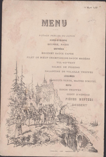Menu ancien depart - ancien, chateau