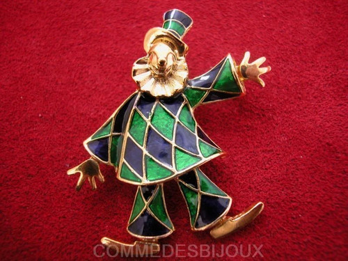 Broche vintage clown arlequin - clown,