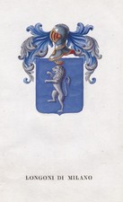 Longoni De Milan - Stemma Blason Coat D'Armes Gravure