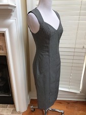 EXPRESS BLACK WITH WHITE WIGGLE MAD MEN 50'S 60'S STYLE LONG Dress SIZE 4