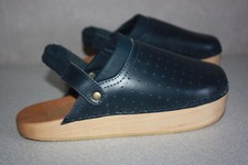 Sabots Cuir et bois Bleu marine Taille 39 QUASI NEUFS