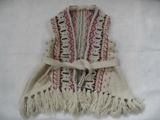 R95th superbe gilet tricot coloré à franges avec ceinture taille 6 J TOP BI519