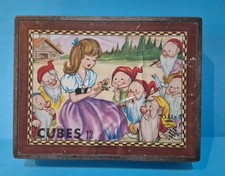 Ancien jeu 12 cubes Bois
