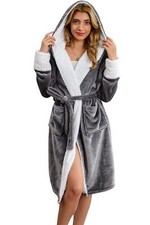 Peignoir de Bain Femme Kimono Robe de Chambre Sortie de Bain à Capuche Pyjama...