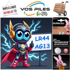 Piles Alcaline 1,5V : LR44 AG13 LR1154 186 303 357 G13 A76 SR44 150 mAh Duracell