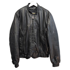 🏍️ FIRSTGEAR HEIN GERICKE Blouson Cuir Noir MOTO Biker Zippé TALL L/XL |42c