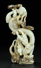 Sculpture de la bête du dragon de Fengshui sculptée en jade de Hetian de 5,2