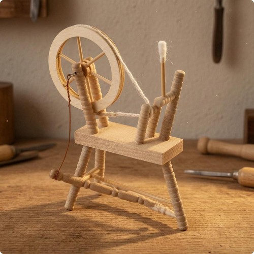 Rouet bois miniature fait - bois,