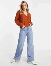 vêtement femme gilet cardigan marron maille S neuf