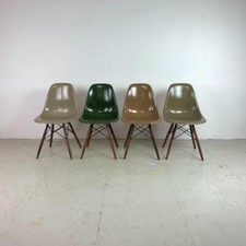 Vintage Eames Dsw Chaises Herman Miller 50s 60s Midcentury Écru Brun Olive Ombre