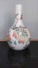 Grand vase porcelaine chine decor aux 9 pèches  34 Cm 
