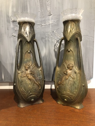 Paire vases anses - a,
